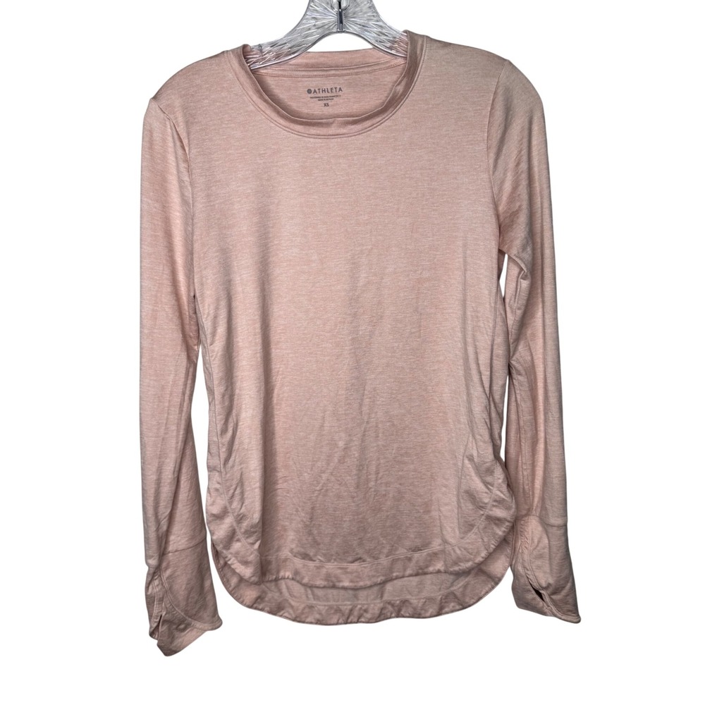Athleta Womens XS Peach Heather Long‎ Sleeve Thumbhole Activewear Top